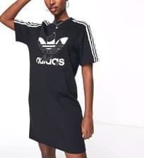 Image of adidas Marimekko Tee T-Shirt Dress Originals Trefoil Print Infill RRP £50 S M