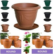 Image of PLASTIC VENETIAN ROUND PLANT FLOWER POT POTS PLANTER GROW CONTAINER WATER GARDEN