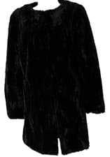 Image of M&S Black Faux Fur Coat Petite UK 12 New With Tags Plush Evening Jacket