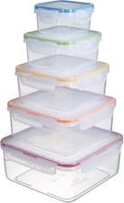 Image of LocknLock Airtight Food Storage Container Set of 5 – BPA Free, Leakproof, Squ...
