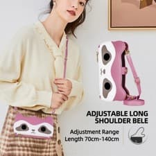 Image of Cross body shoulder belt back flip wallet leather case kickstand card holder