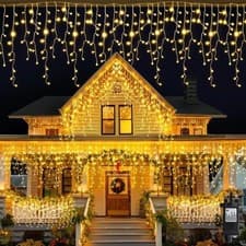 Image of 400 Icicle Christmas Lights 17M Super Bright LED Snowing Effect Outdoor Light UK