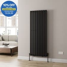 Image of 1600x605mm Designer Radiator Vertical Black Flat Panel Rads Single Panel