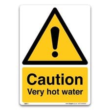 Image of Caution Very hot water Sign - Vinyl Sticker - Warning Construction Security