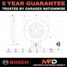 Image of Brake Disc Front Bosch Fits Panda Doblo 500 Fiorino Stilo Bipper Nemo MiTo