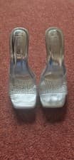 Image of Primark Silver Diamante / rhinestone Platform Mules Size 4 Bnwob New