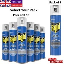 Image of Raid Fly & Wasp Killer Spray 300ml Rapid Action Indoor Insect Control Aerosol