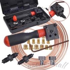 Image of Brake Pipe Flaring Tool 3/16" SAE and 1/4" SAE + 25ft Brake Line Pipe w/ Nuts UK