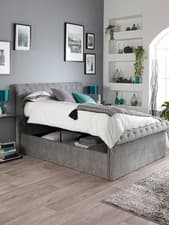 Image of Aspire Chessington Ottoman King Bed Grey Storage Chesterfield Style