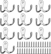 Image of 10Pcs Chrome Twin Double Robe Coat Hooks Door Wall Bedroom Dress Clothes Hangers