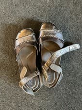 Image of Hotter Gold And Silver Wide Fit Sandals Size 6.5