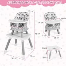 Image of 6/8/16-in-1 Convertible Baby High Chair, BPA-Free with Safety Harness