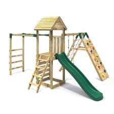 Image of Rebo Wooden Climbing Frame & Swings Slide Climb Wall & Monkey Bars -Carpathian