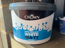 Image of 10ltr Crown Matt Emulsion Pure Brilliant White Emulsion Paint COLLECTION ONLY HX