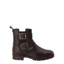 Image of BARBOUR Womens Marina Ankle Boots Leather Brown Two Gold Buckles UK 3 RRP 140