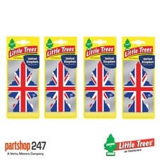 Image of 4 x Black Ice Union Jack Little Trees Magic Tree Car Home Air Freshener Freshner