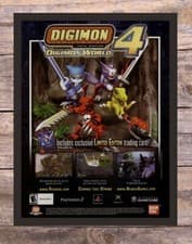 Image of Digimon 4 Digimon World Framed PS2 Xbox Video Game Art 2004 Vintage Print Ad