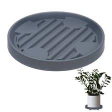 Image of 1Pcs Plant Stand with Wheels, 9.8 Inch Round Indoor Planter Mover Trolley Grey