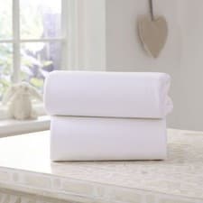 Image of Clair De Lune 100% Cotton Pram Fitted Sheet Twin Pack – White Or Grey