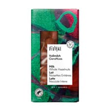 Image of Vivani Organic Milk Chocolate with Whole Hazelnuts 10x100g Fairtrade