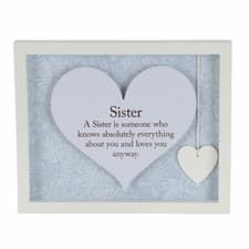 Image of Sister Gift Idea Said With Sentiment Heart Frame Wall Art Home Keepsake