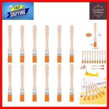 Image of 12Pcs Small Paint Brush, 0.5 Inch Width Soft Bristle, Wood Handle Trim Painti...