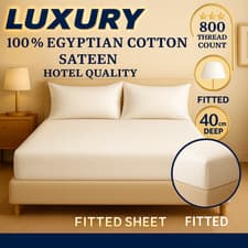 Image of 800 Thread Count 100% Egyptian Cotton Extra Deep 40cm/16" Fitted Sheet Bed Sheet