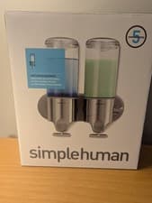 Image of Simplehuman Wall Mount Pumps, Twin 15 fl. oz. Shampoo & Soap Dispenser Stainless