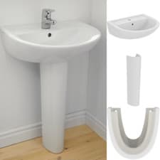 Image of Armitage Shanks Sandringham 21 Washbasin 55 cm 1 Tap Hole with Full Pedestal