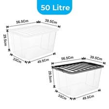 Image of Storage Boxes With Lids Clear Plastic Container Stackable Home Office Kitchen UK