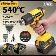Image of 2 Battery 21V Cordless Handheld Heat Gun Hot Air Gun + 3 Nozzles 540℃ For Makita