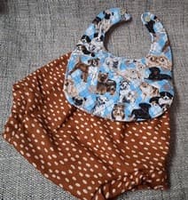 Image of Handmade Infant Newborn BABY Quilted Bib Diaper Cover Set Gift Unisex