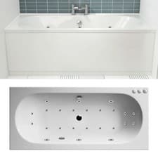 Image of Nuie Otley Whirlpool Bath Double Ended Hydrotherapy Spa Chrome Jets Bathroom Tub