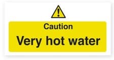 Image of Caution Hot Water Sign Self Adhesive Vinyl Notice Safety Sign 80 x 230mm