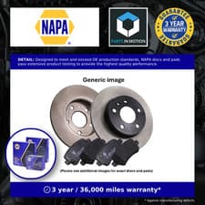 Image of 2x Solid Brake Discs and Pads Rear NAPA NBK5471DP fits KIA PICANTO