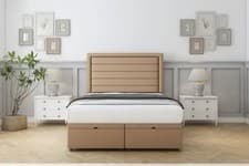 Image of Rio Upholstered Divan Ottoman Storage Liftup Storage Bed Plush Velvet Fabric UK