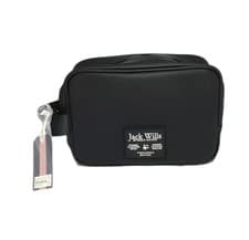 Image of Jack Wills Loughton Rubberised Herringbone Black Washbag