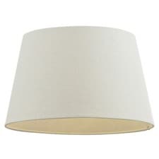 Image of 16" Inch Round Tapered Drum Lamp Shade Ivory Linen Fabric Cover Simple Elegant