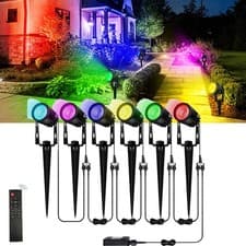 Image of 6Pcs RGB LED Garden Spike Lights Mains Powered Outdoor Spotlights Landscape Lamp