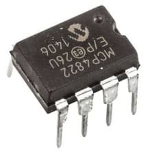 Image of 1 x Microchip MCP4822-E/P, 2-channel 12 bit Serial DAC, 8-Pin PDIP