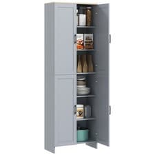 Image of HOMCOM Modern Kitchen Cupboard Storage Cabinet with 6 Shelves, Grey