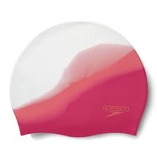 Image of SPEEDO MULTICOLOUR MOULDED SILICONE SWIMMING CAP PINK CORAL WHITE NEW FREE POST