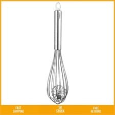 Image of Versatile Stainless Steel Duo Whisk With Aerating Wire Ball Silver 12in 30cm