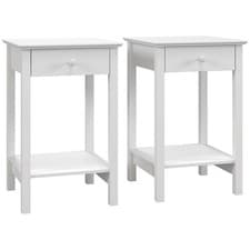 Image of HOMCOM White Bedside Table, Wooden Side Table, Nightstand, Bedside Cabinet with
