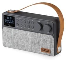 Image of Akai A61028 Rechargeable DAB+/FM/BT Radio - Grey Fabric - 12 Month Warranty.
