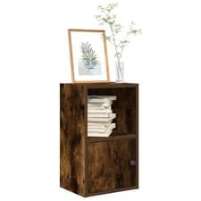 Image of Bookcase Smoked Oak Engineered Wood 31x24x52 cm Compact Shelf Cabinet w/1 Door.