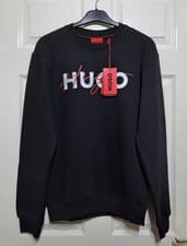 Image of Hugo Boss Droyko Sweatshirt Men's S P2P 20" French Terry Cotton Black BNWT