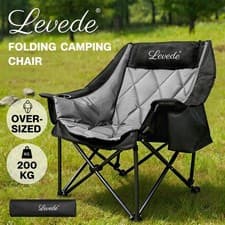 Image of Levede Oversized Folding Camping Chair Padded with Cooler Bag Cup Holder 200KG