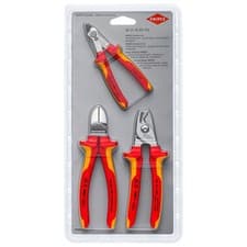 Image of KNIPEX Electrical Plier Cutting Set 3 Piece VDE Tested Handles 00 31 30 BK V02