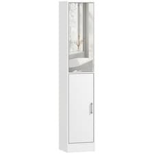 Image of kleankin Tall Mirrored Bathroom Cabinet with Adjustable Shelf White
